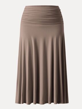 OGL | Eco-SkinKiss® Flowy Side Ruched A-line Midi Skirt Iced Mocha | Medium New
